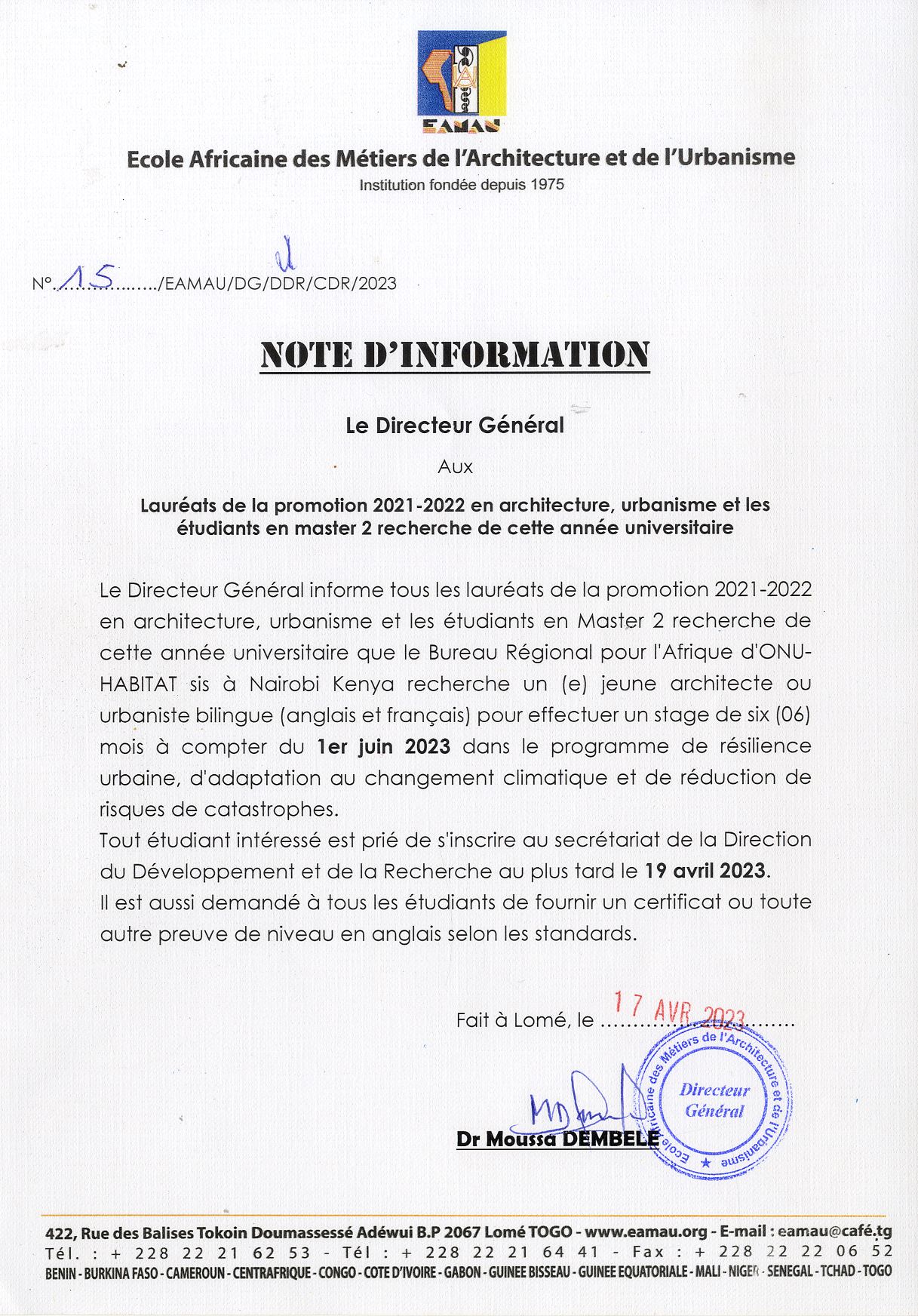 Note d’information