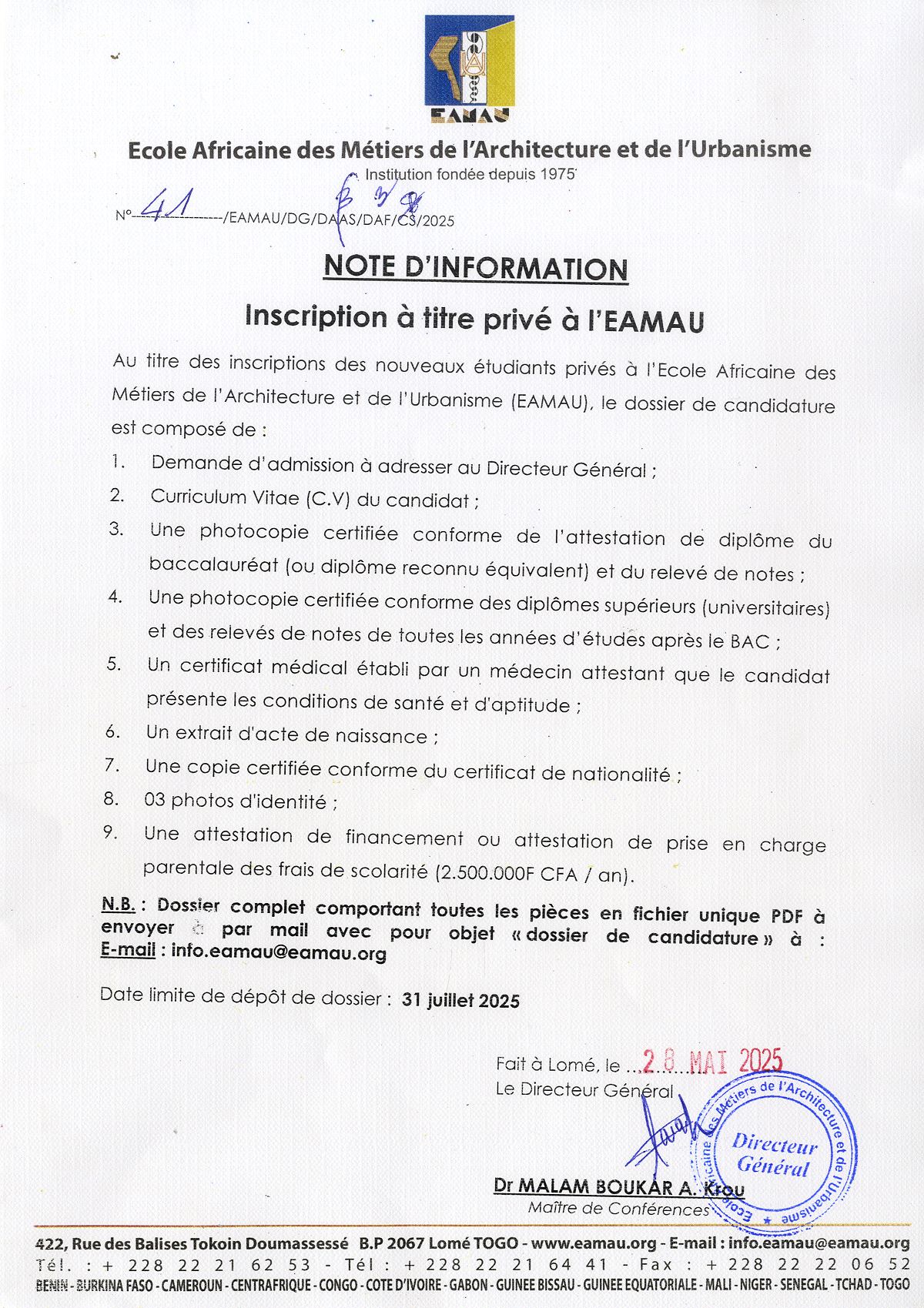 NOTE D’INFORMATION